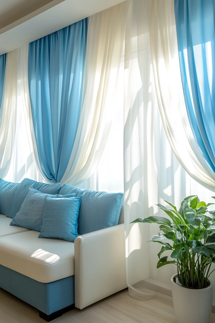 triple window curtain ideas living room 59