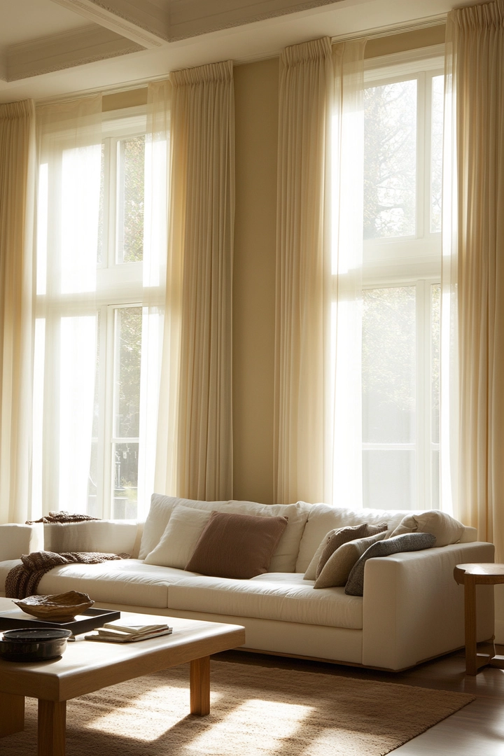 triple window curtain ideas living room 61