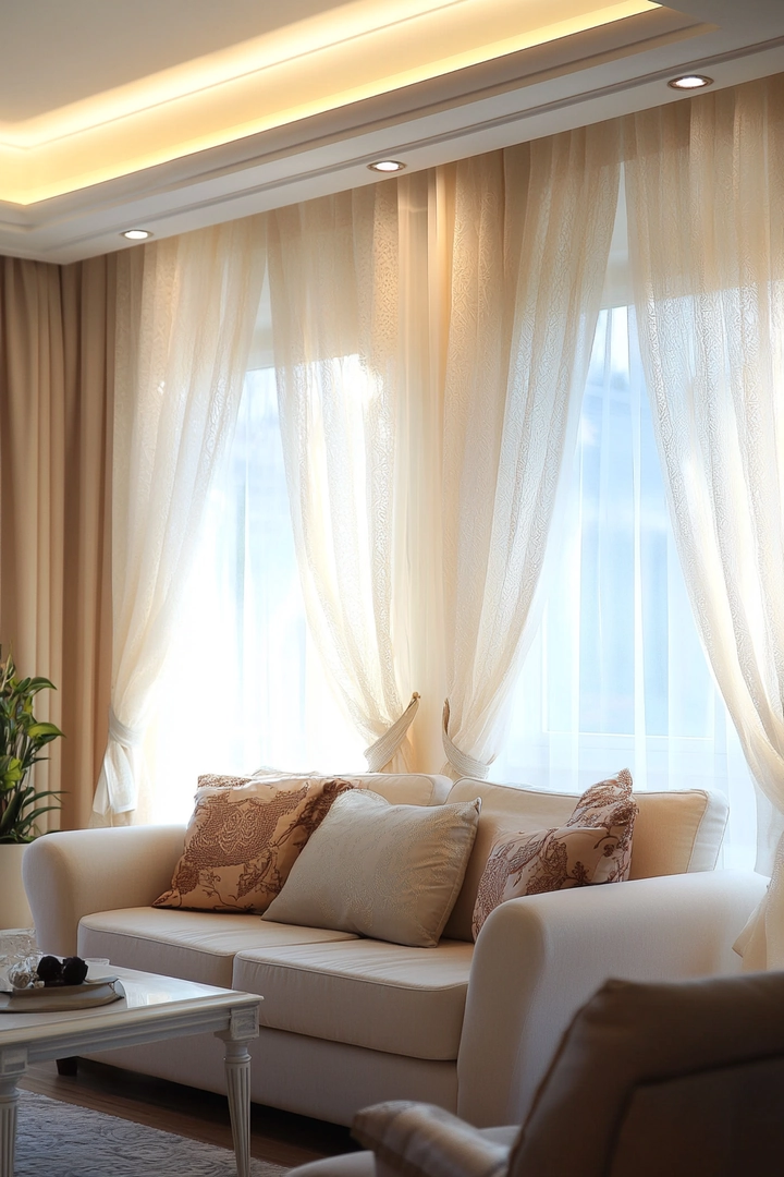 triple window curtain ideas living room 69