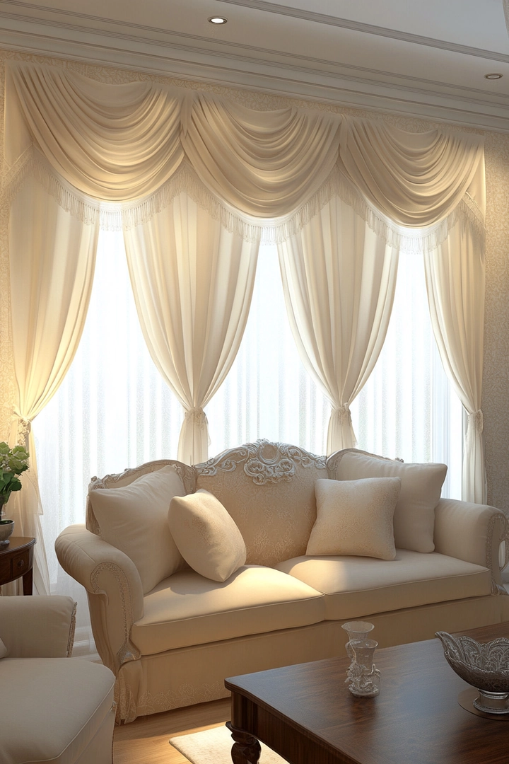 triple window curtain ideas living room 70